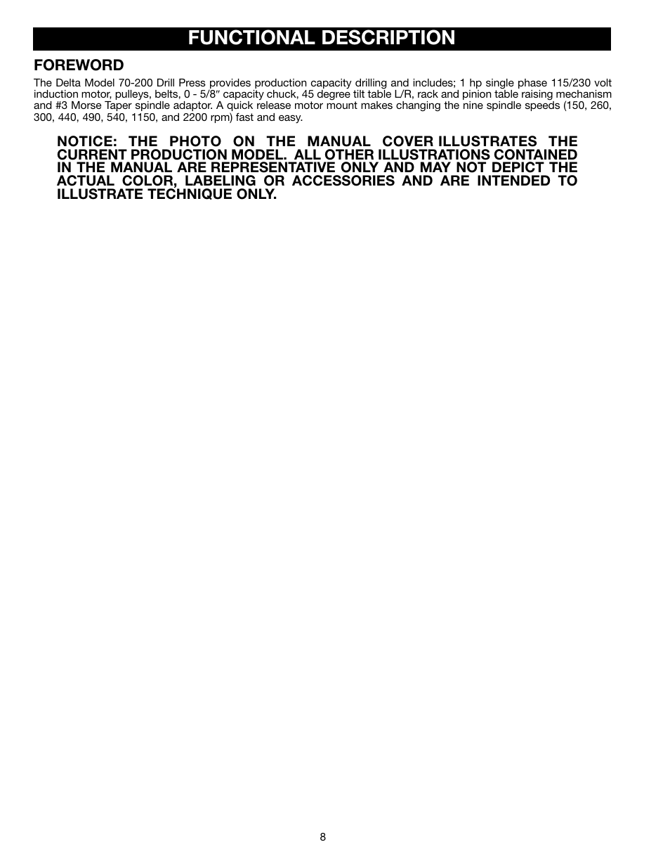 Functional description | Porter-Cable 70-200 User Manual | Page 8 / 21