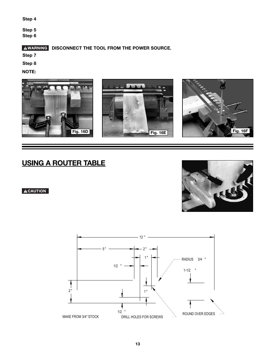 Using a router table | Porter-Cable 4216 User Manual | Page 13 / 44