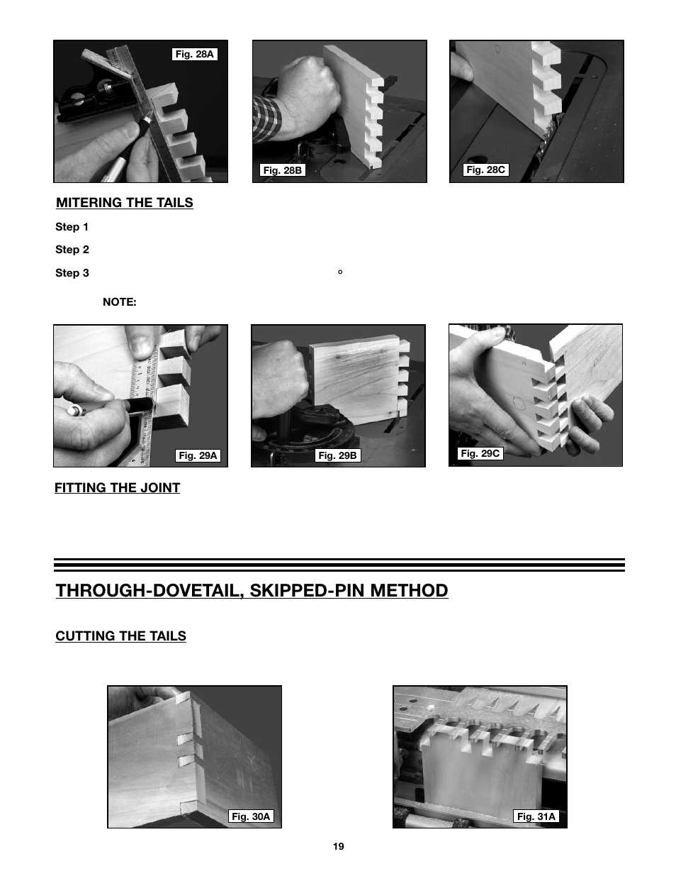 Through-dovetail, skipped-pin method | Porter-Cable 4216 User Manual | Page 19 / 44