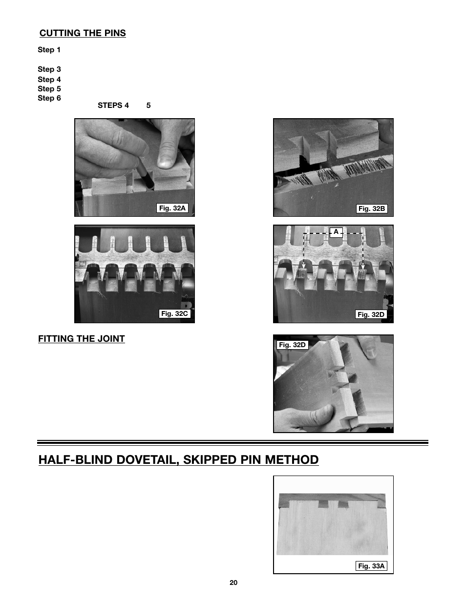 Half-blind dovetail, skipped pin method | Porter-Cable 4216 User Manual | Page 20 / 44