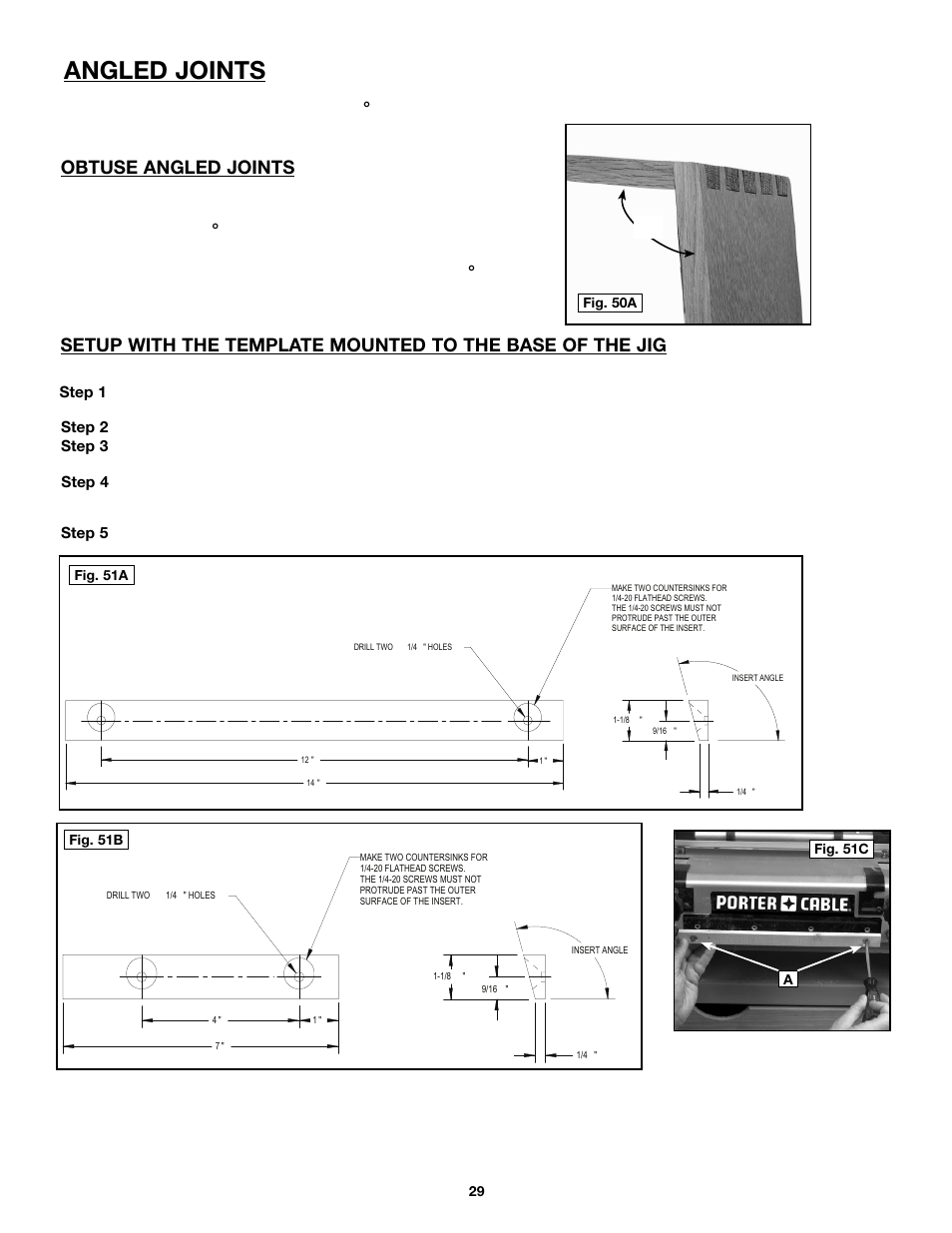 Angled joints, Obtuse angled joints | Porter-Cable 4216 User Manual | Page 29 / 44