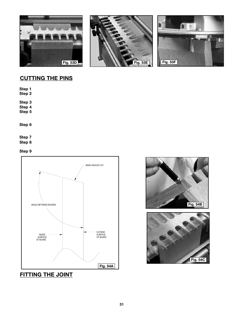 Cutting the pins, Fitting the joint | Porter-Cable 4216 User Manual | Page 31 / 44