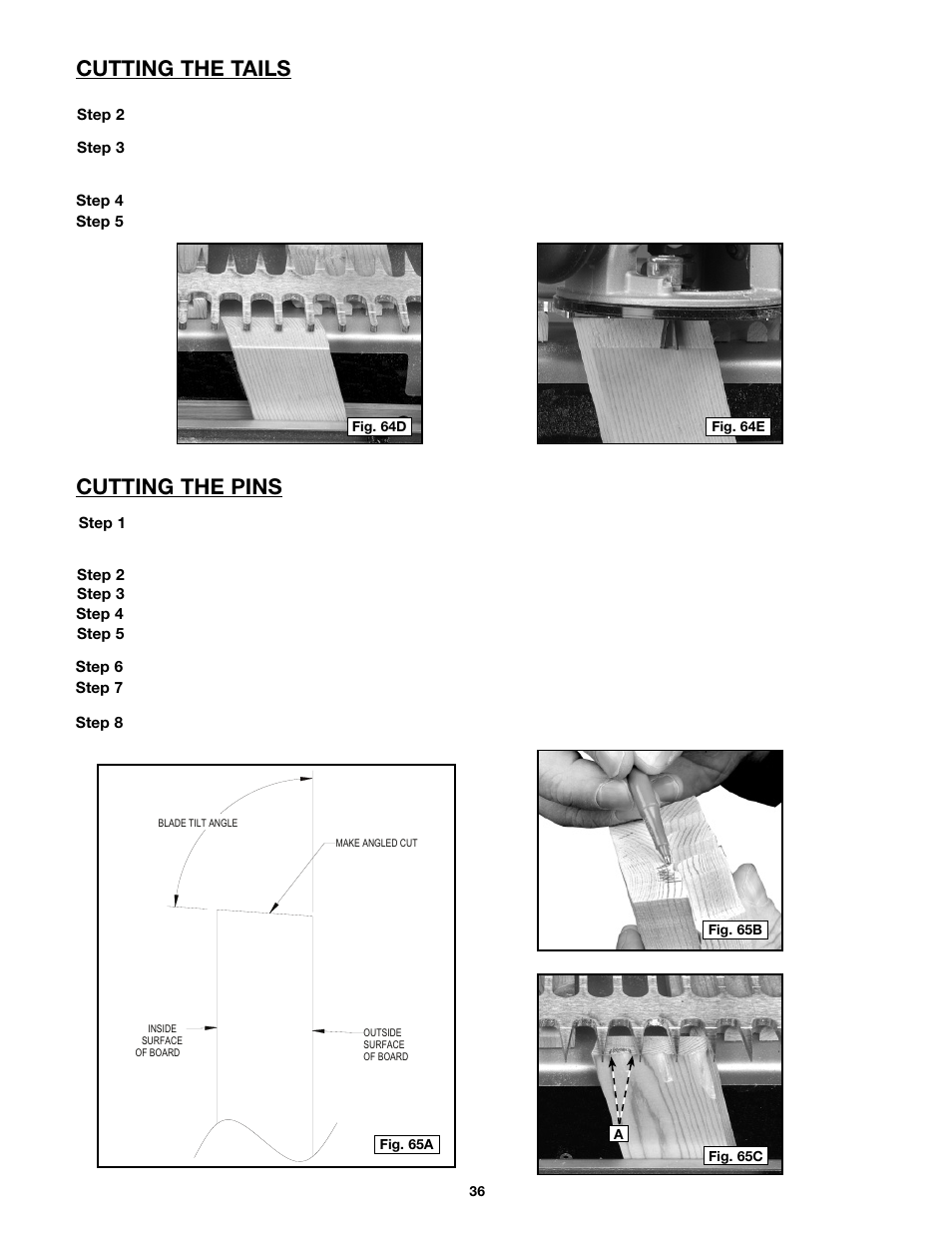 Cutting the pins, Cutting the tails | Porter-Cable 4216 User Manual | Page 36 / 44