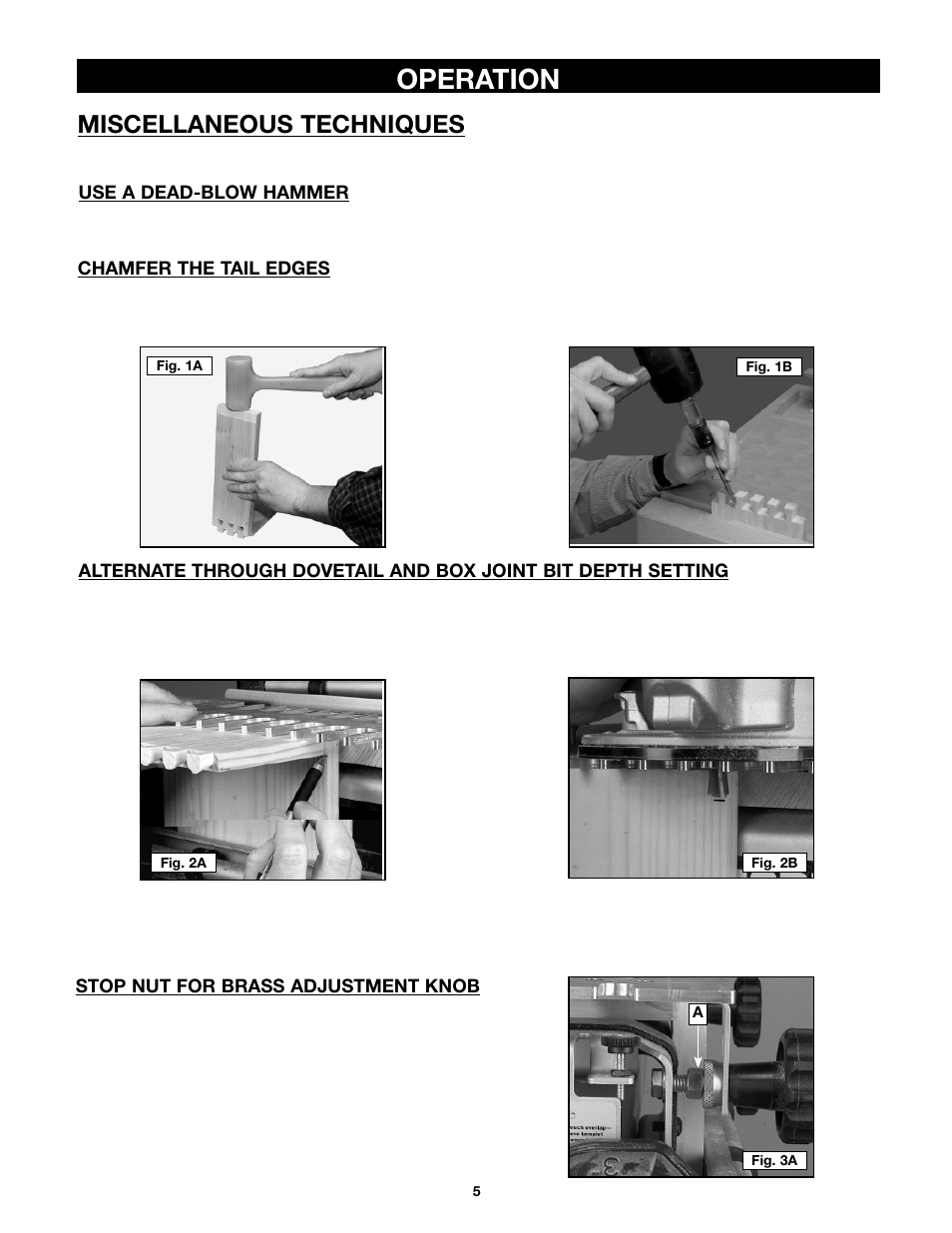 Operation, Miscellaneous techniques | Porter-Cable 4216 User Manual | Page 5 / 44