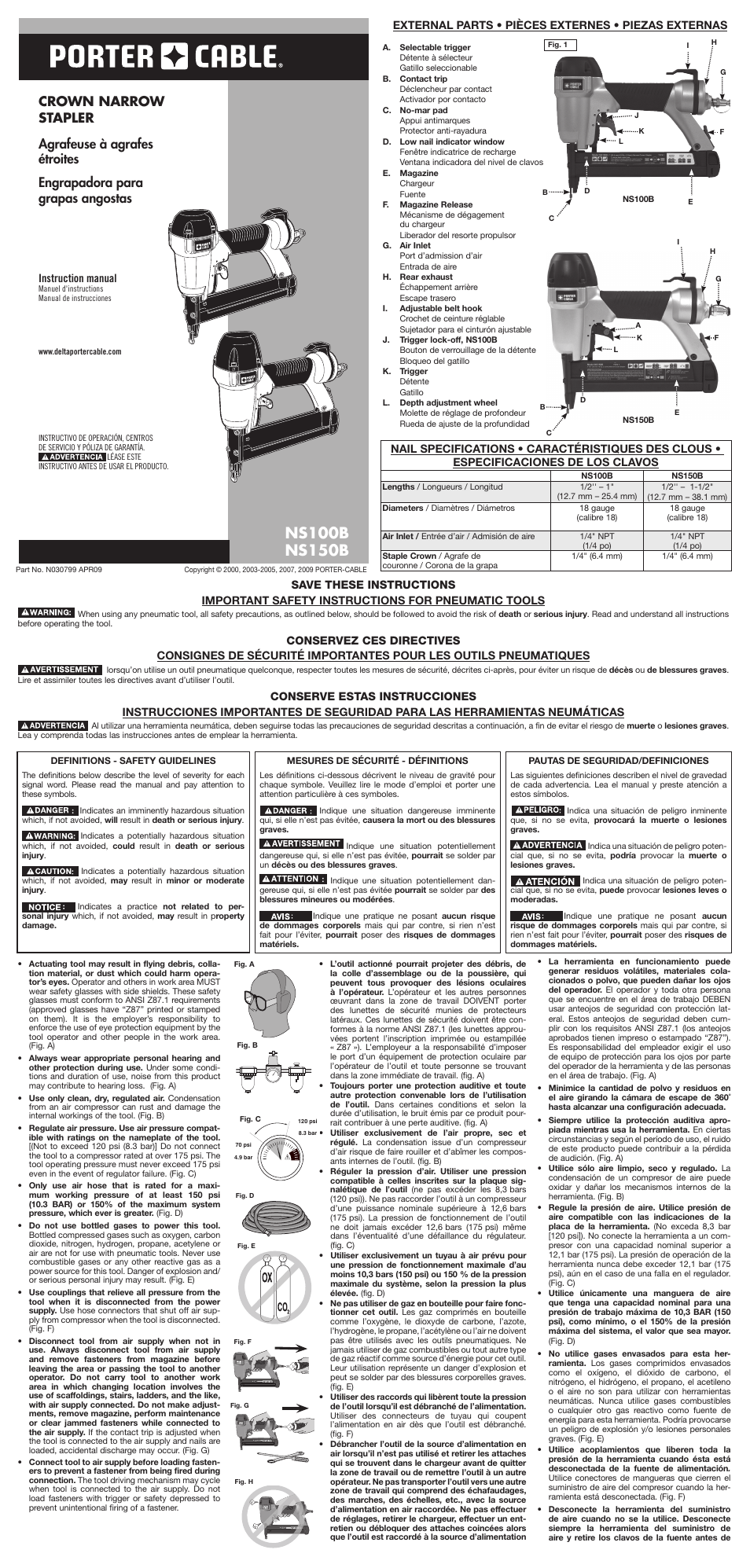 Porter-Cable NS100B User Manual | 7 pages