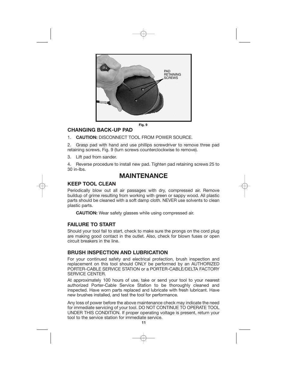 Maintenance | Porter-Cable 333 User Manual | Page 11 / 14