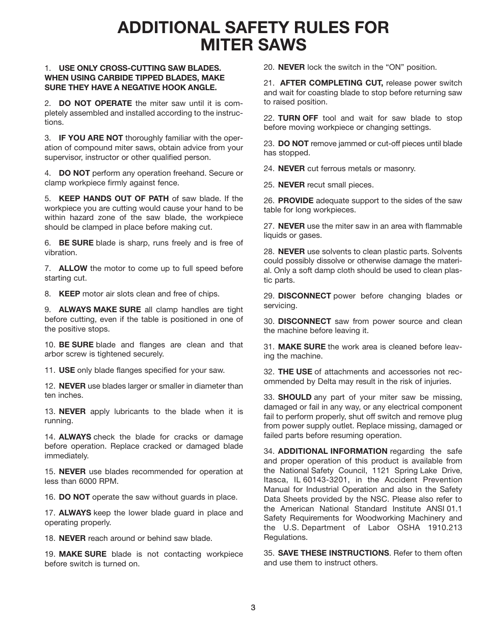 Additional safety rules for miter saws | Porter-Cable 36-225 User Manual | Page 3 / 21