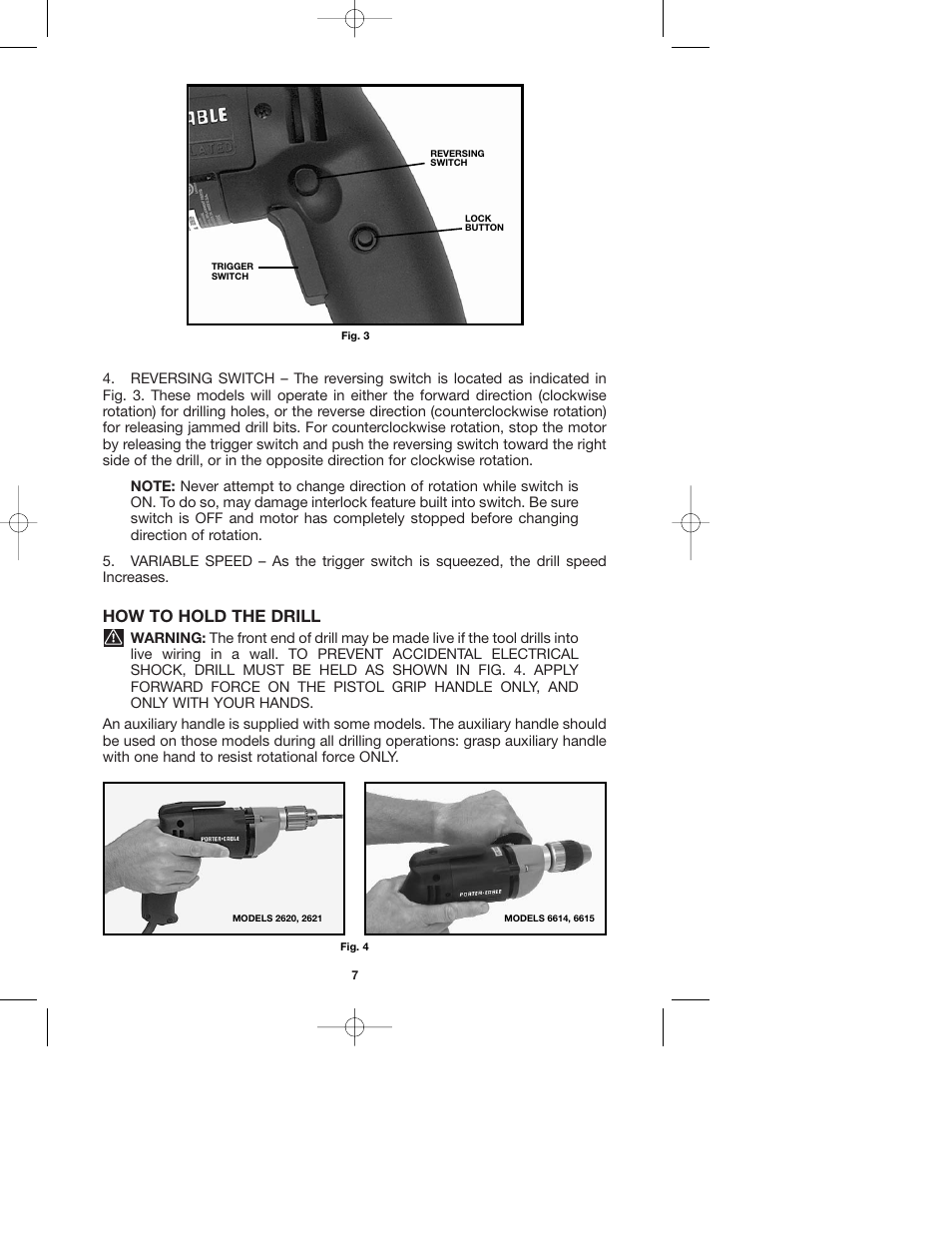 How to hold the drill | Porter-Cable 2620 User Manual | Page 7 / 13