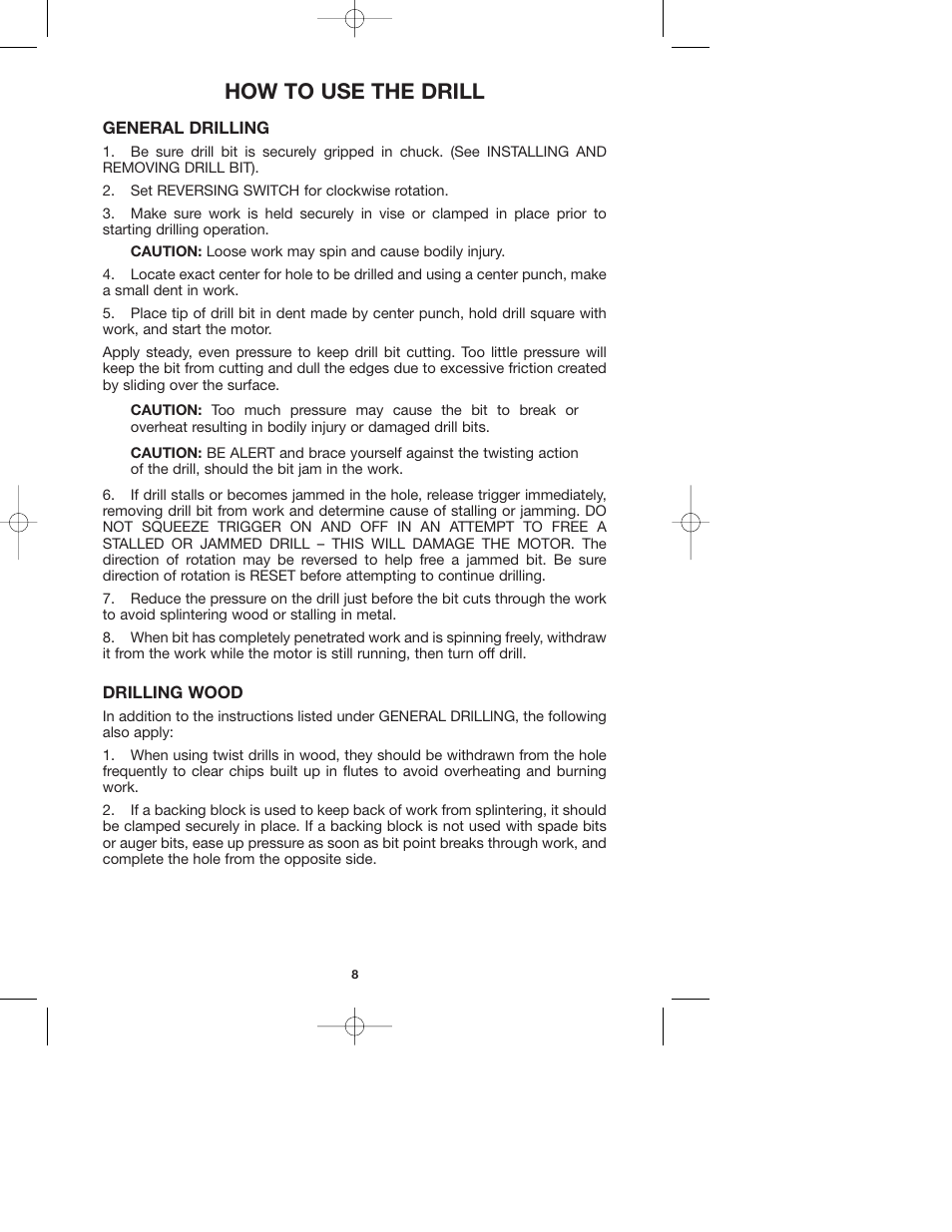 How to use the drill | Porter-Cable 2620 User Manual | Page 8 / 13