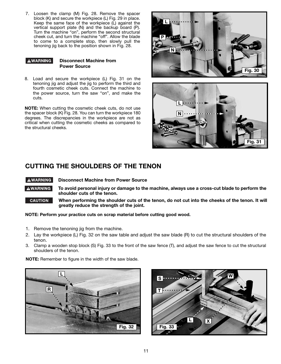 Cutting the shoulders of the tenon | Porter-Cable Jig Saw User Manual | Page 11 / 16