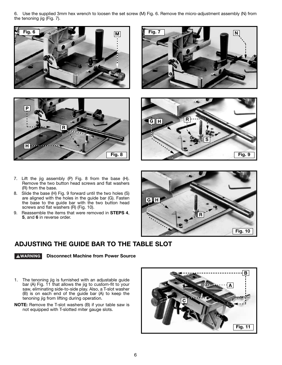 Adjusting the guide bar to the table slot | Porter-Cable Jig Saw User Manual | Page 6 / 16