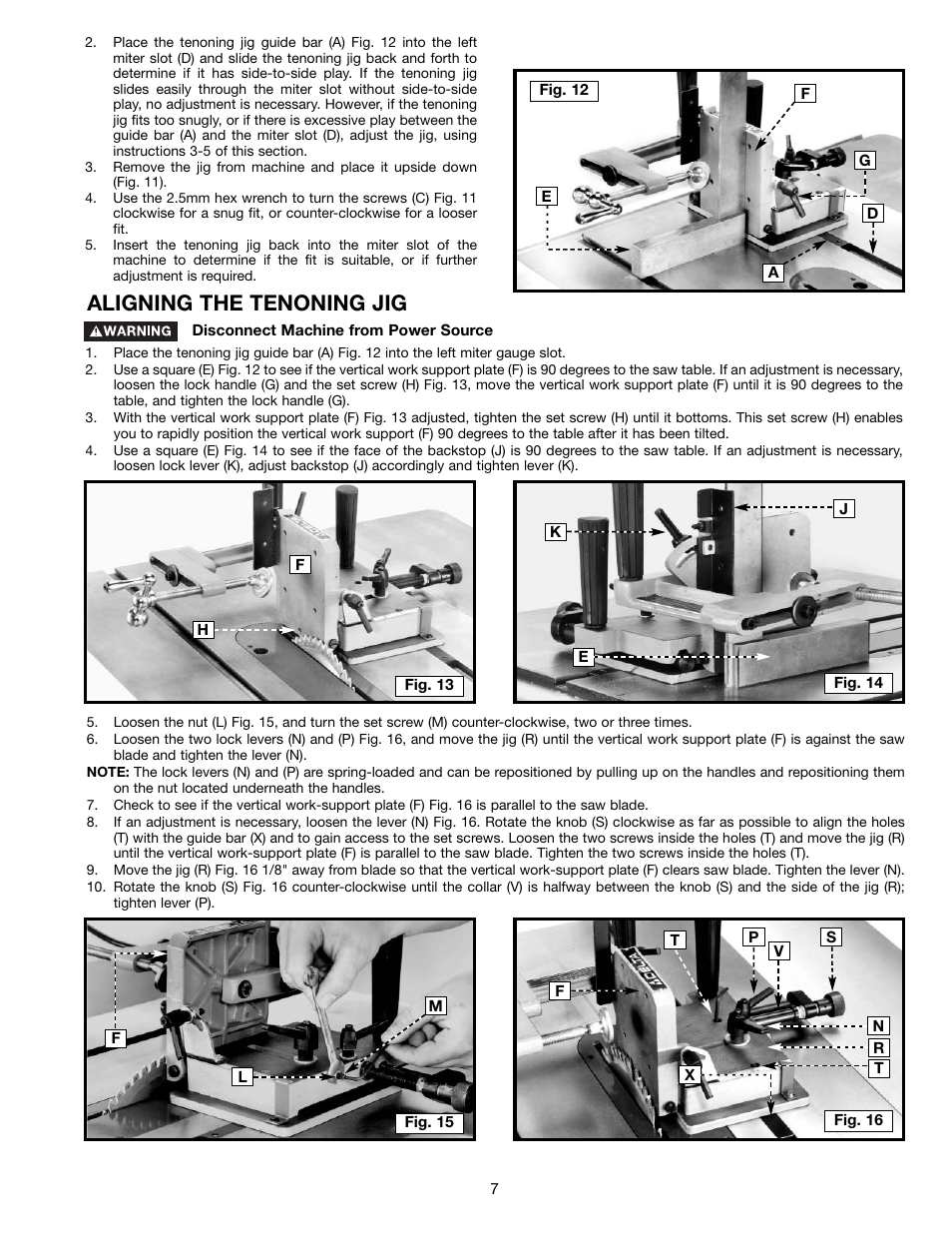 Aligning the tenoning jig | Porter-Cable Jig Saw User Manual | Page 7 / 16