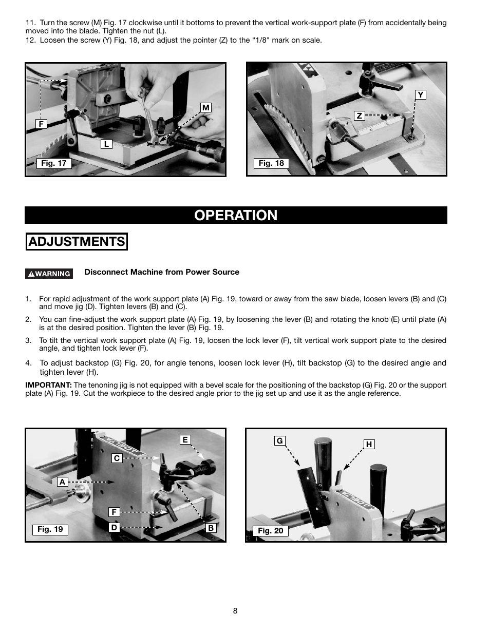 Operation, Adjustments | Porter-Cable Jig Saw User Manual | Page 8 / 16