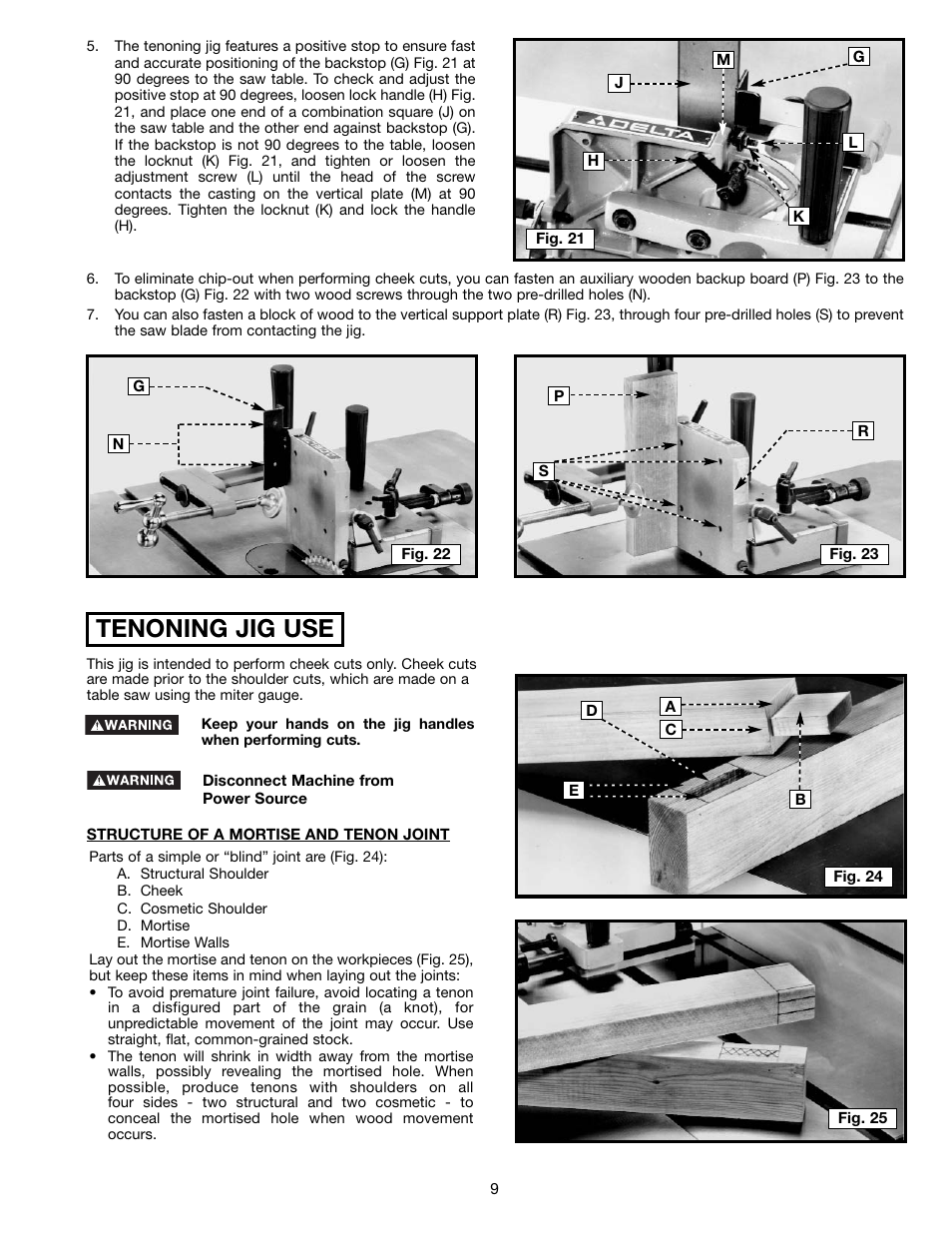 Tenoning jig use | Porter-Cable Jig Saw User Manual | Page 9 / 16