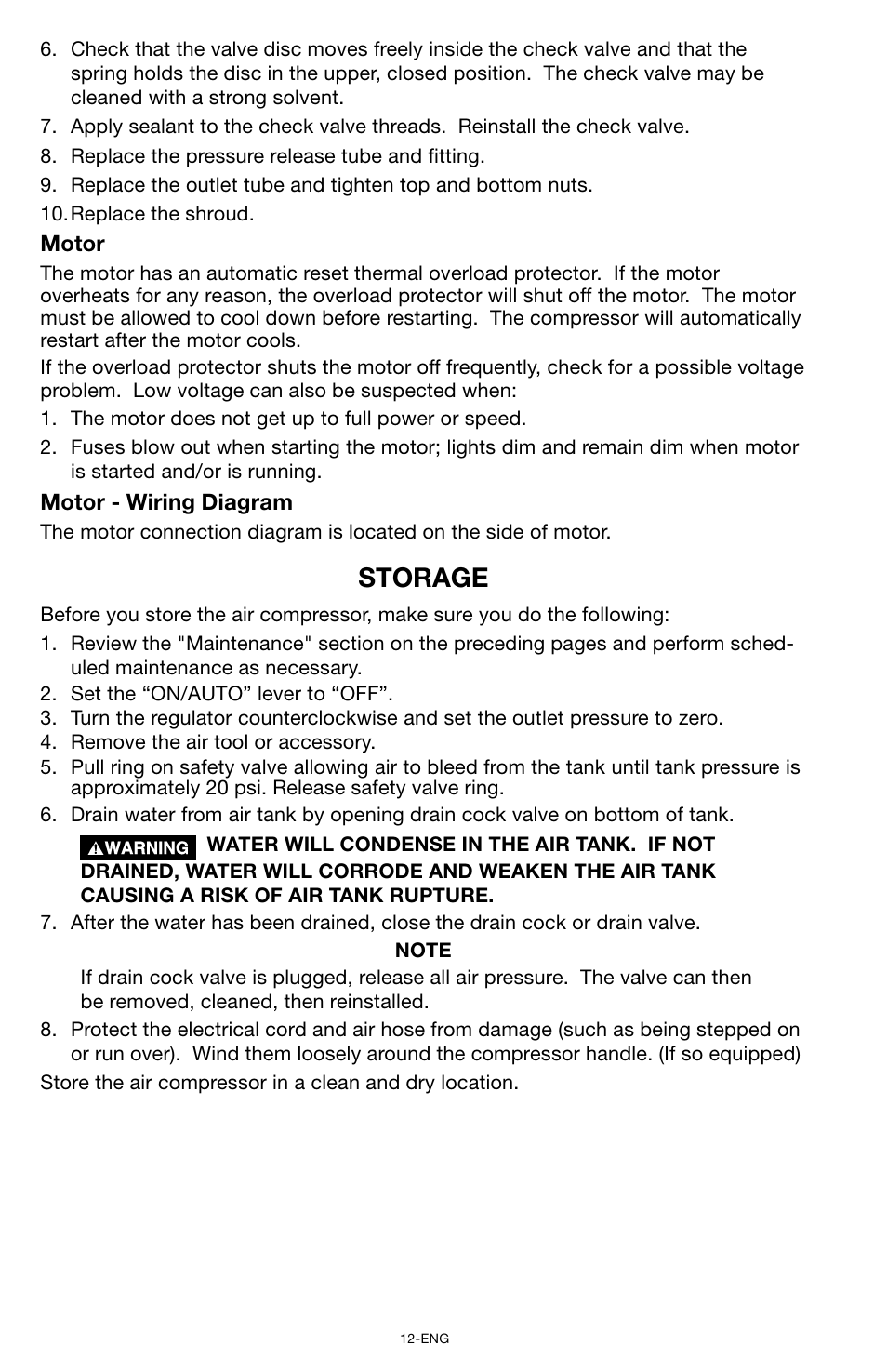 Storage | Porter-Cable CPF6025VP User Manual | Page 12 / 56