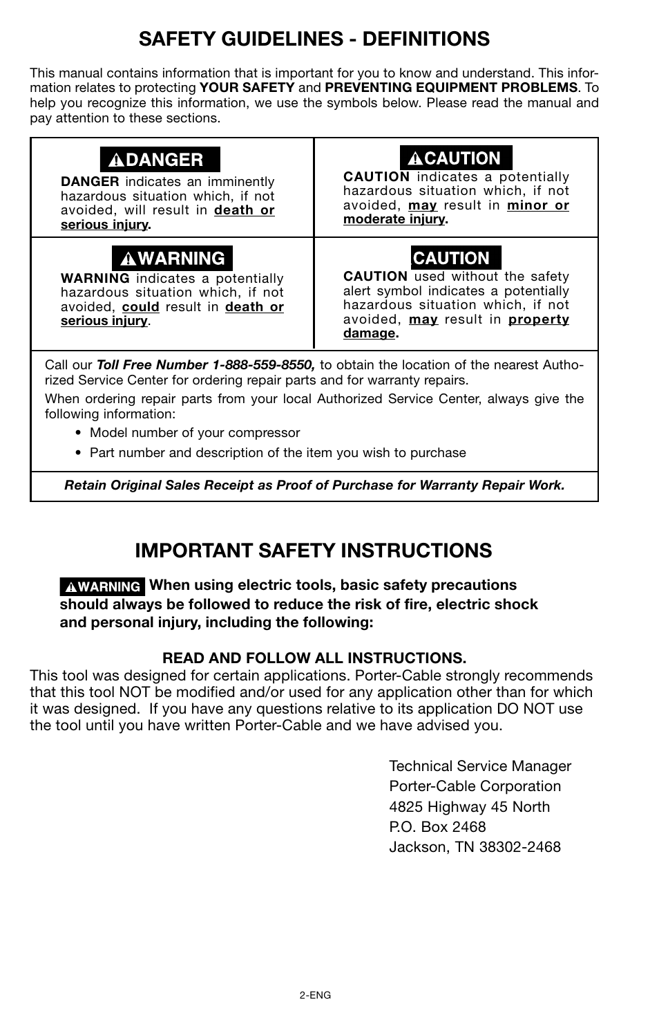 Porter-Cable CPF6025VP User Manual | Page 2 / 56