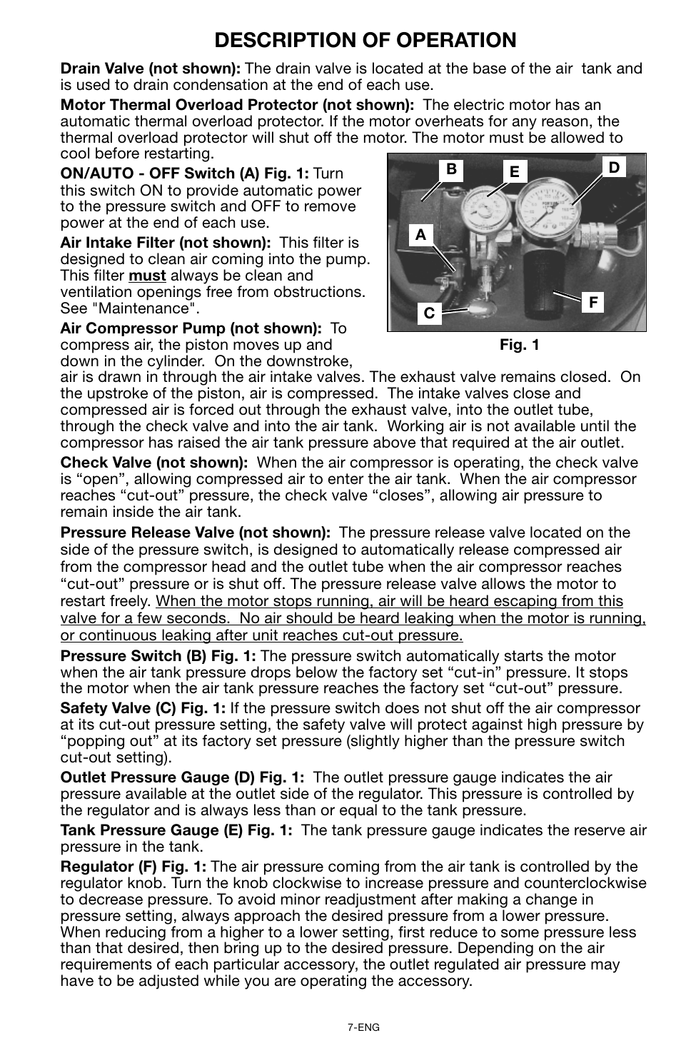 Description of operation | Porter-Cable CPF6025VP User Manual | Page 7 / 56