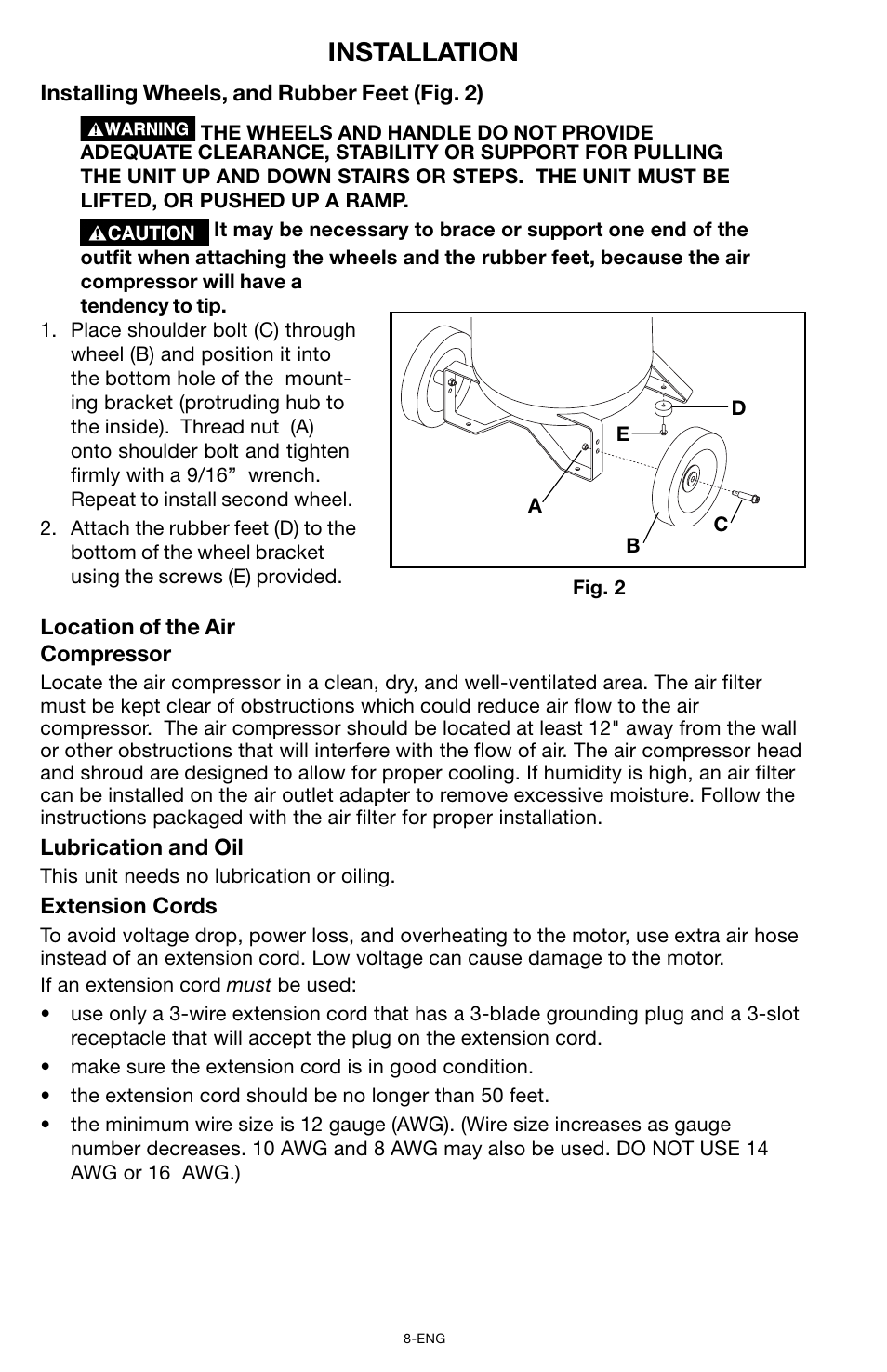 Installation | Porter-Cable CPF6025VP User Manual | Page 8 / 56