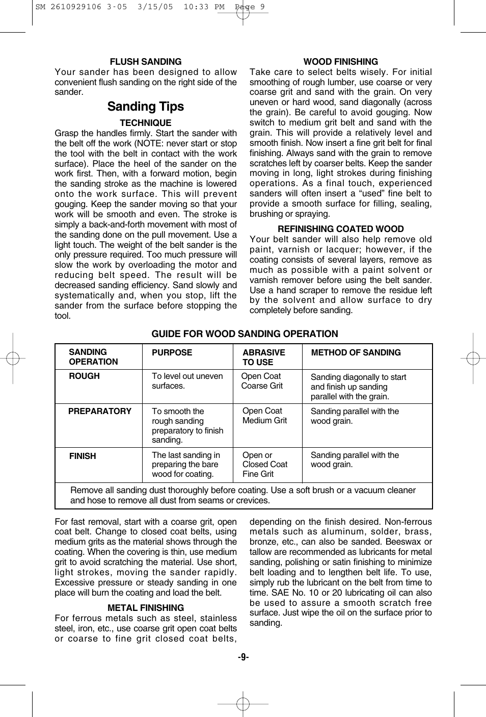 Sanding tips | Porter-Cable 7313 User Manual | Page 9 / 32