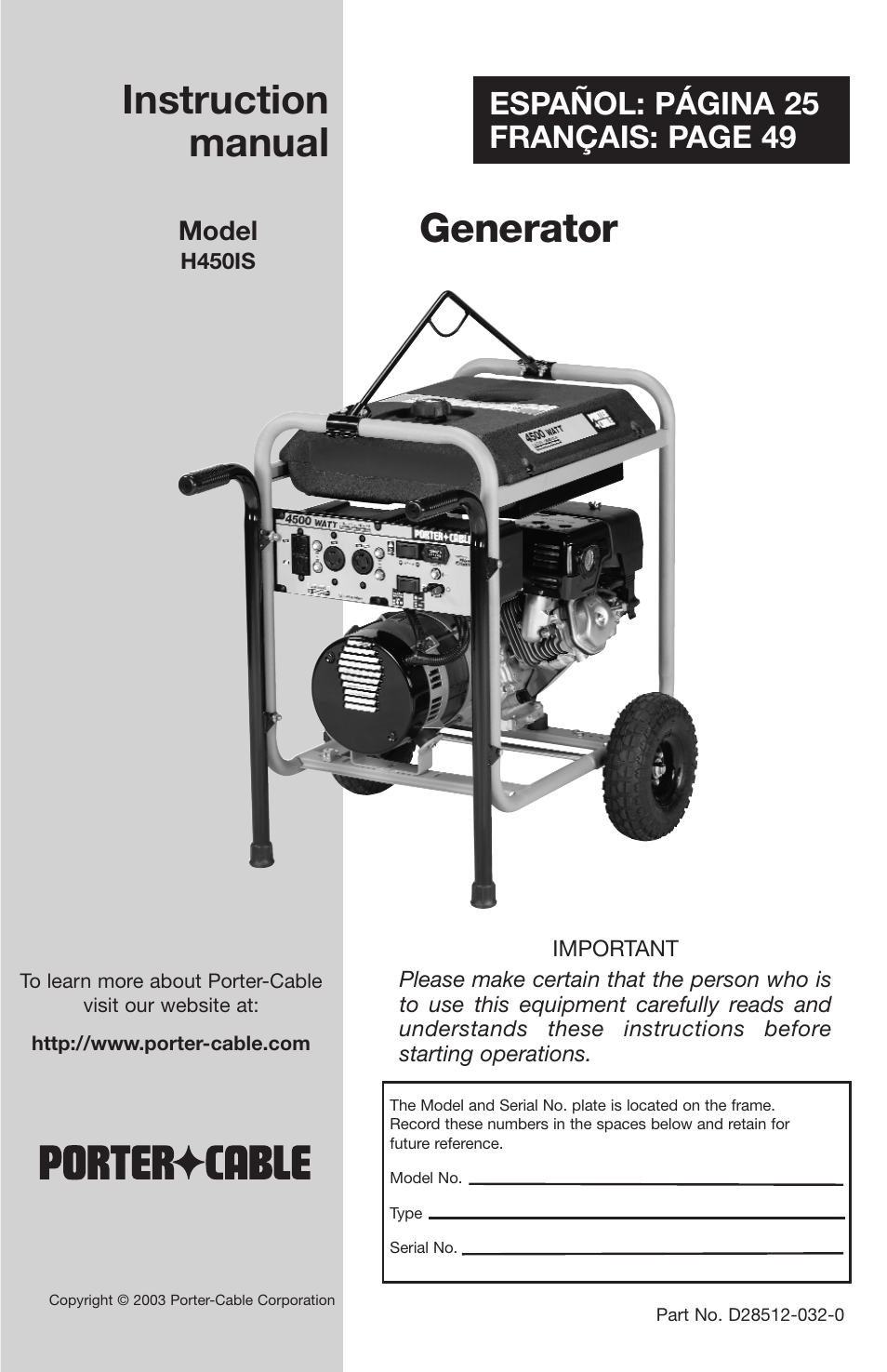 Porter-Cable H450IS User Manual | 24 pages