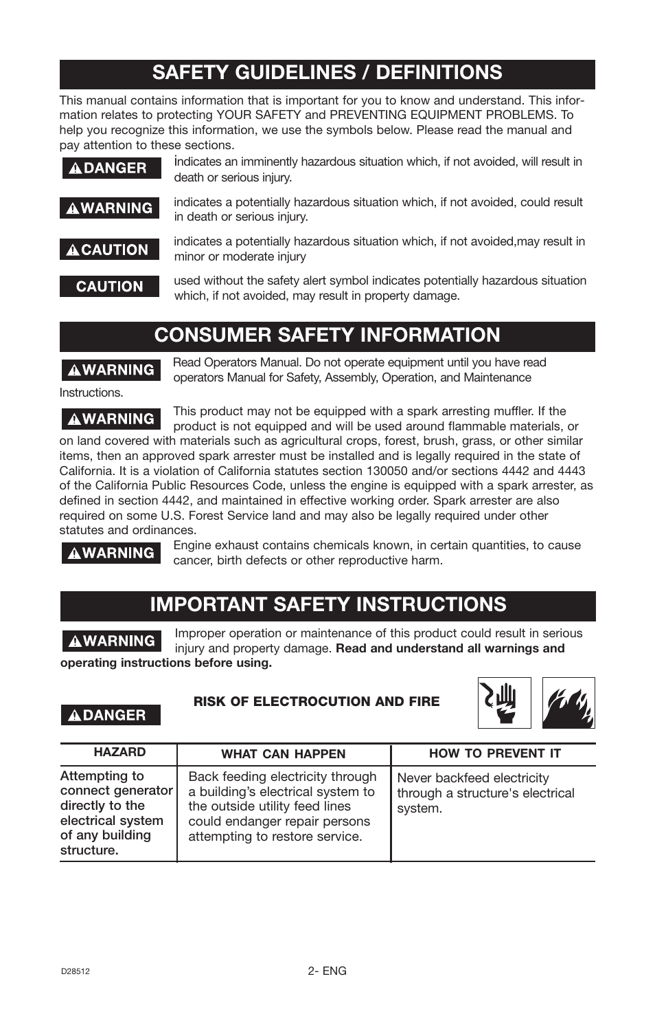Consumer safety information | Porter-Cable H450IS User Manual | Page 2 / 24