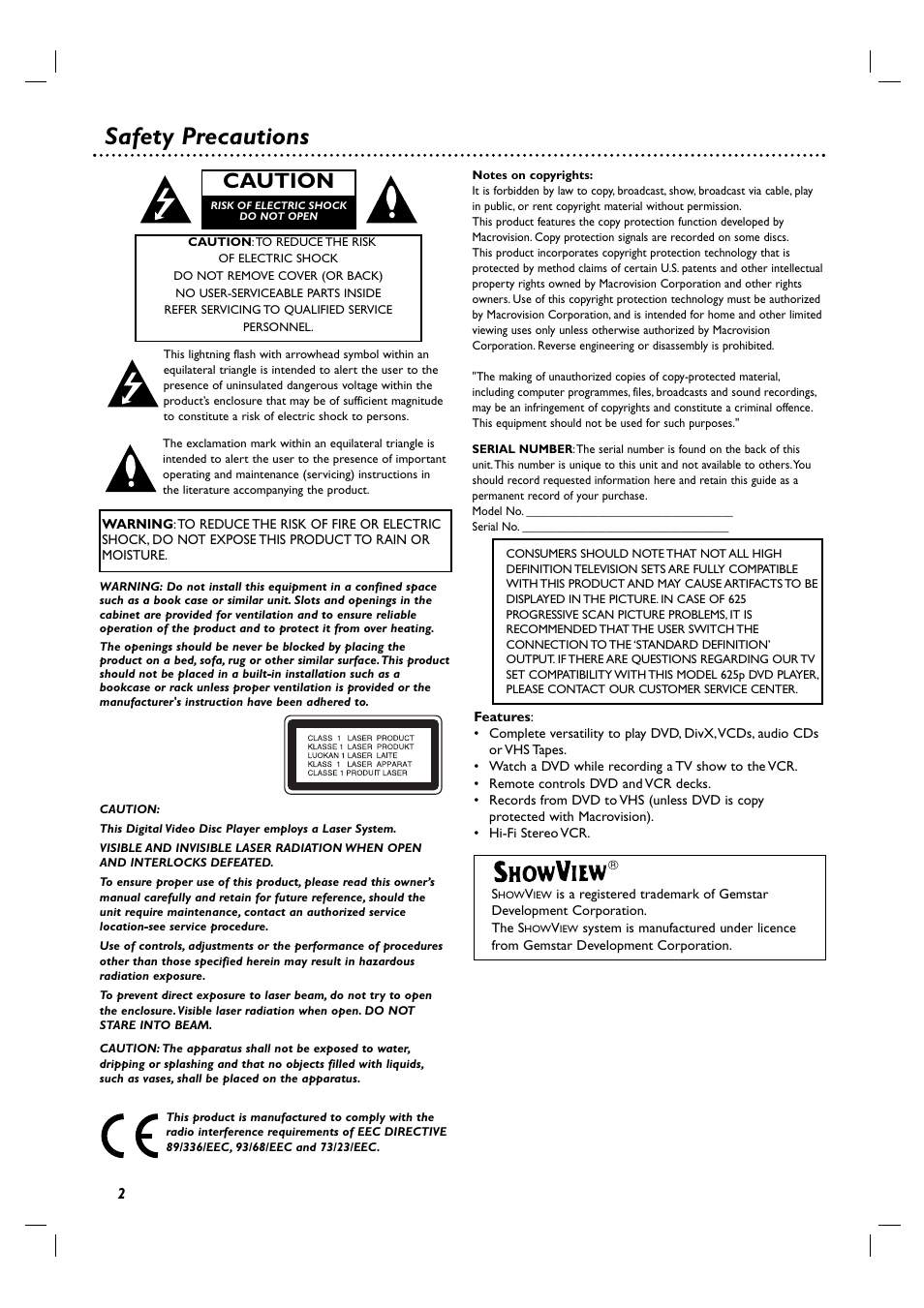 Safety precautions, Caution | Porter-Cable DVP 3100V User Manual | Page 2 / 40