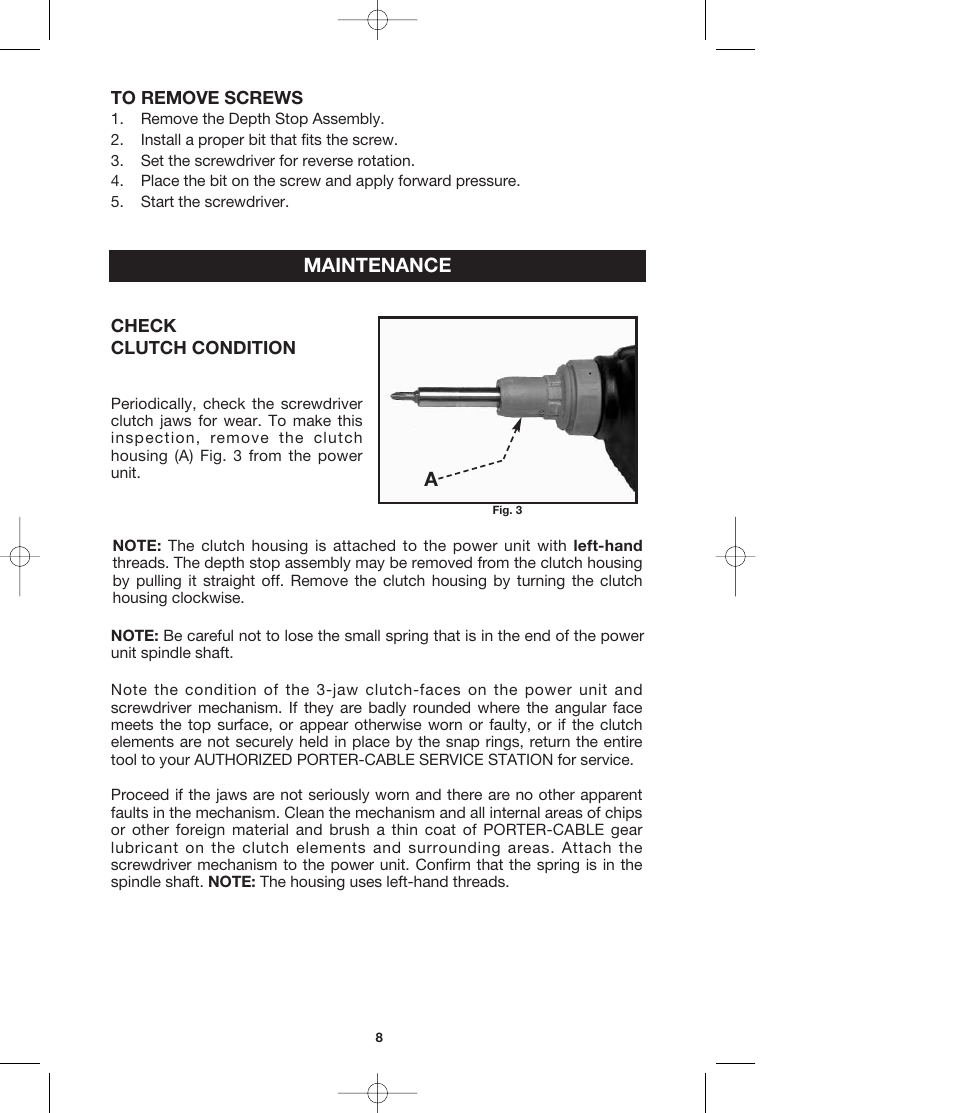 Maintenance | Porter-Cable 4610 User Manual | Page 8 / 11