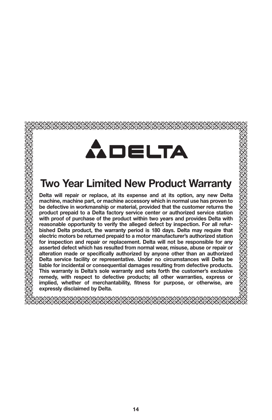 Two year limited new product warranty | Porter-Cable CL180PS User Manual | Page 14 / 15