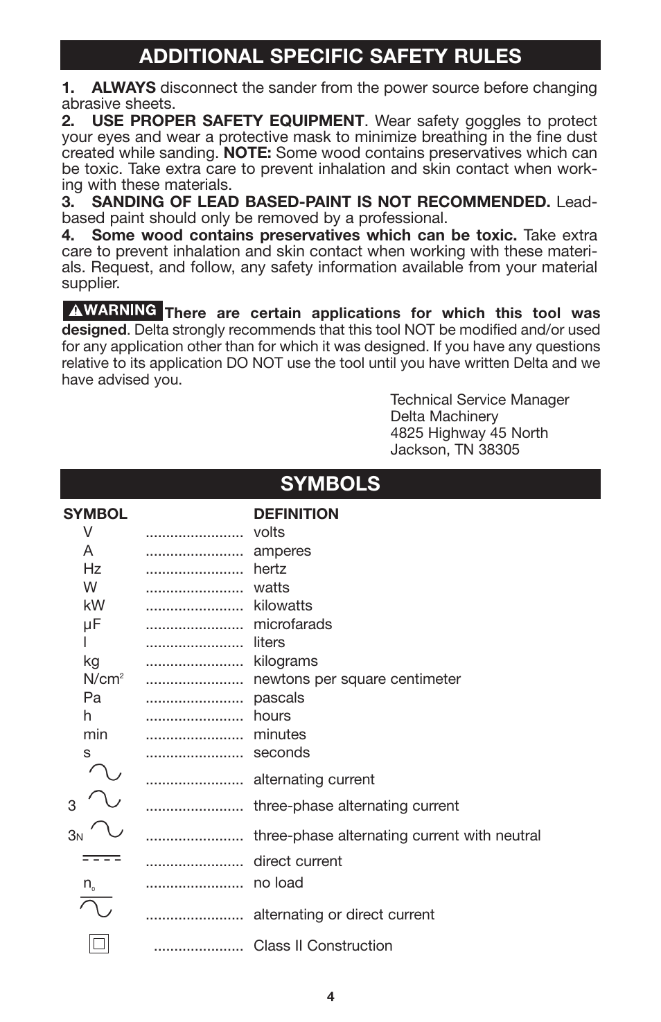 Additional specific safety rules, Symbols | Porter-Cable CL180PS User Manual | Page 4 / 15