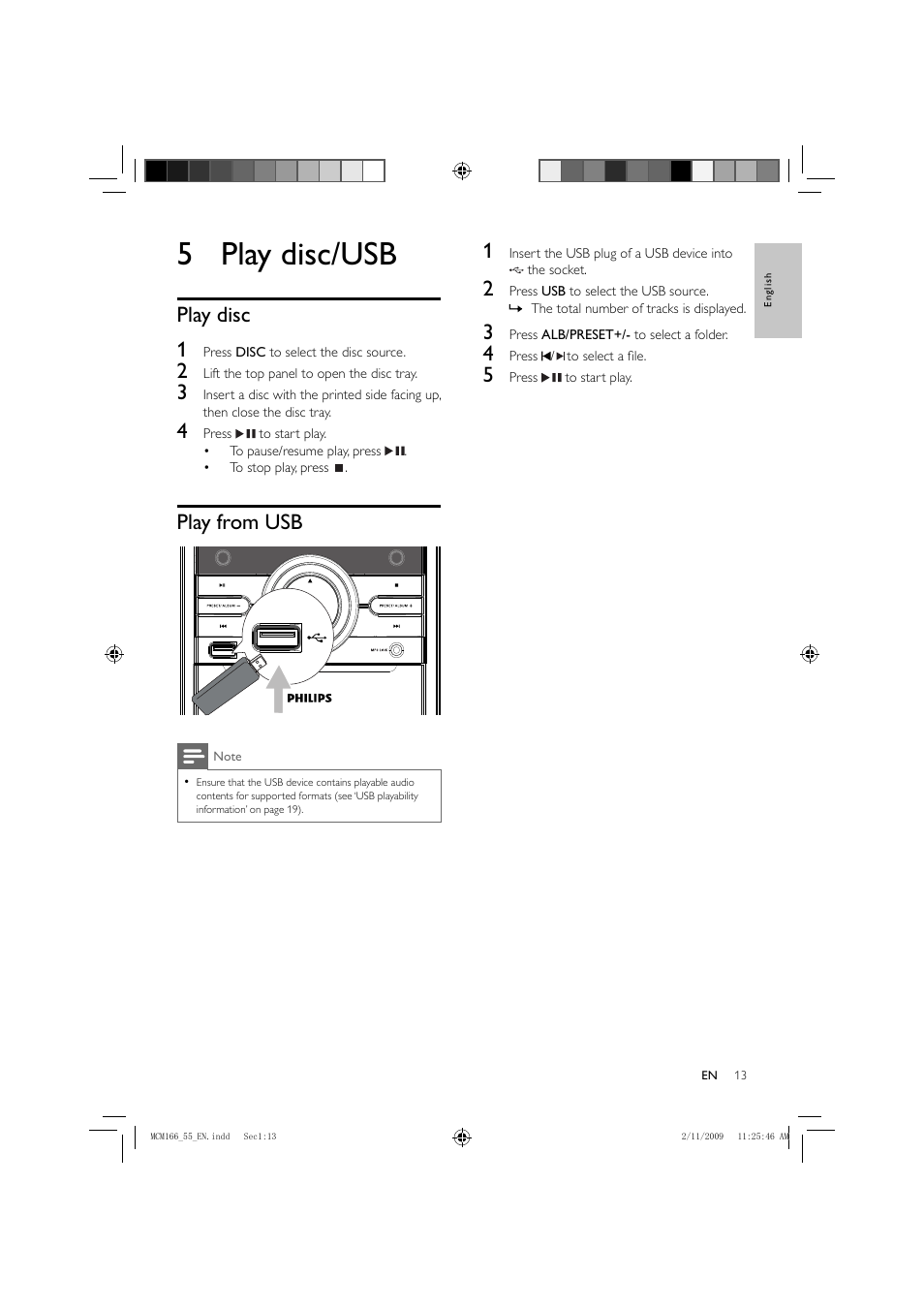 5 play disc/usb | Porter-Cable MCM155 User Manual | Page 14 / 30