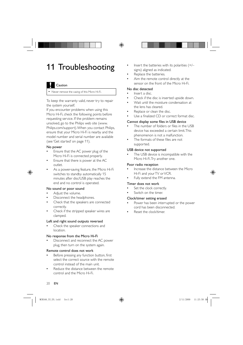 11 troubleshooting | Porter-Cable MCM155 User Manual | Page 21 / 30