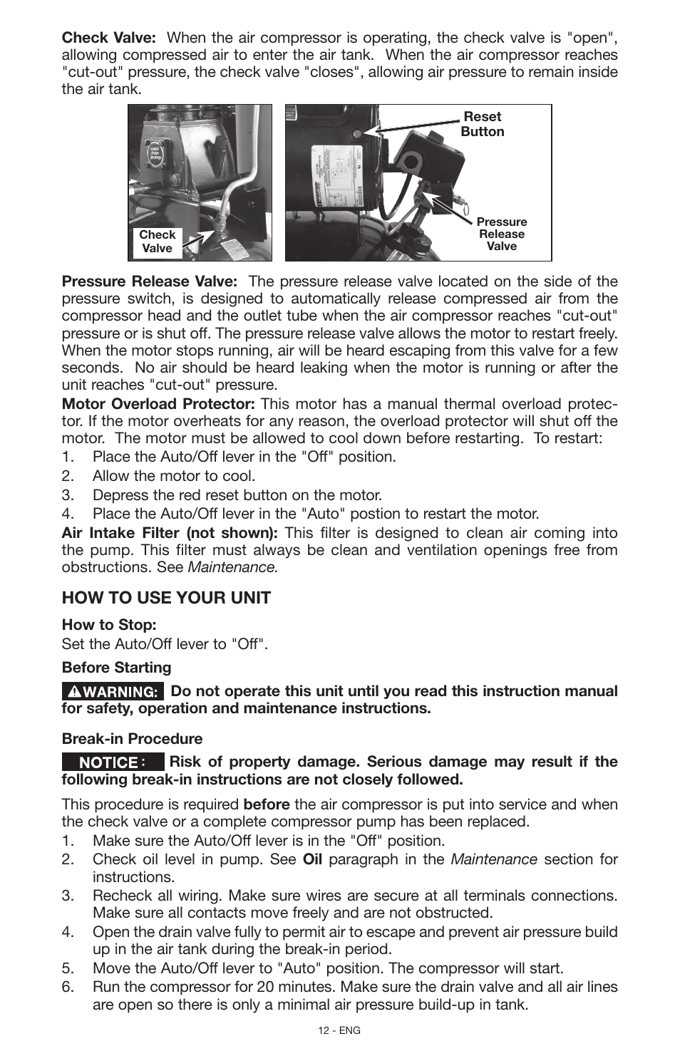 How to use your unit | Porter-Cable N028591 User Manual | Page 12 / 80