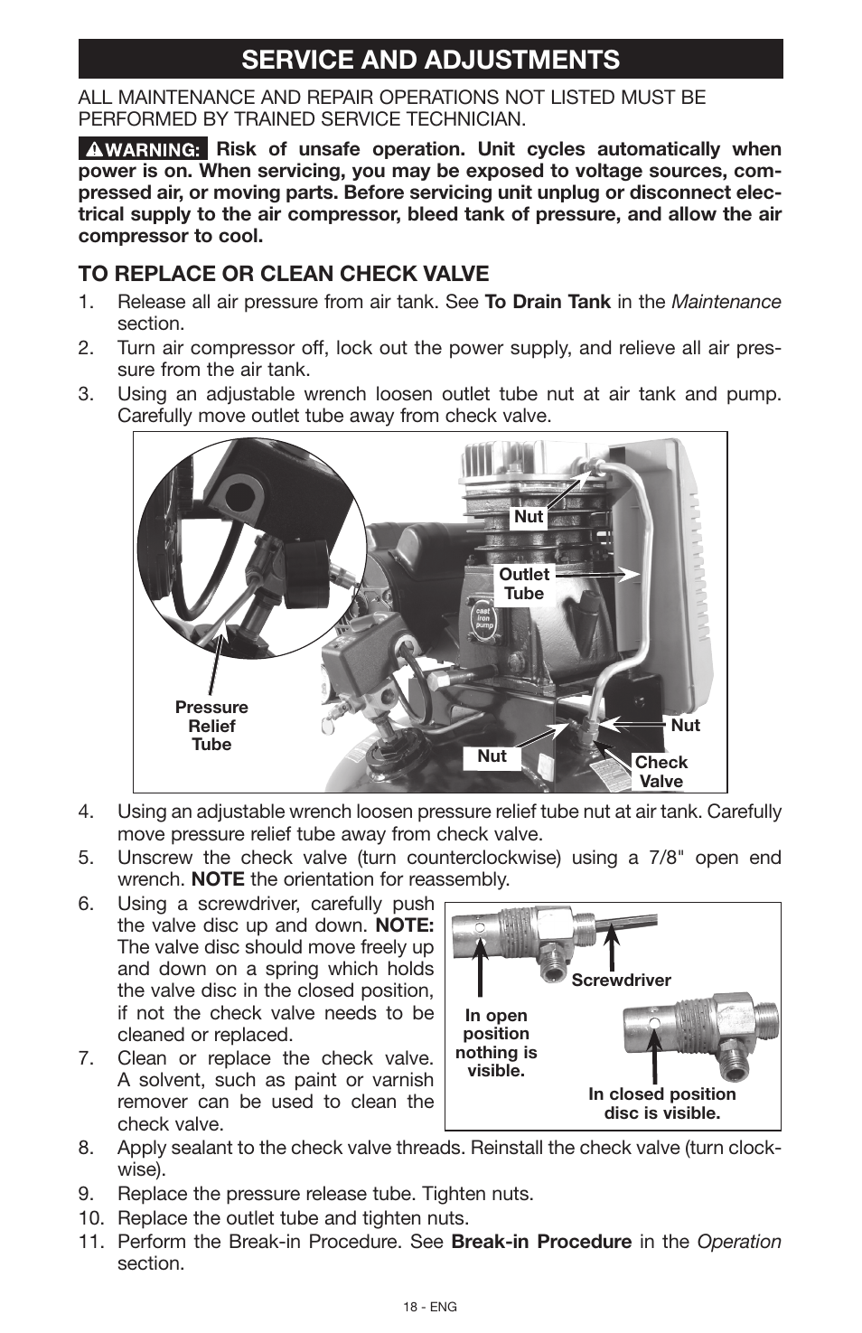 Service and adjustments | Porter-Cable N028591 User Manual | Page 18 / 80