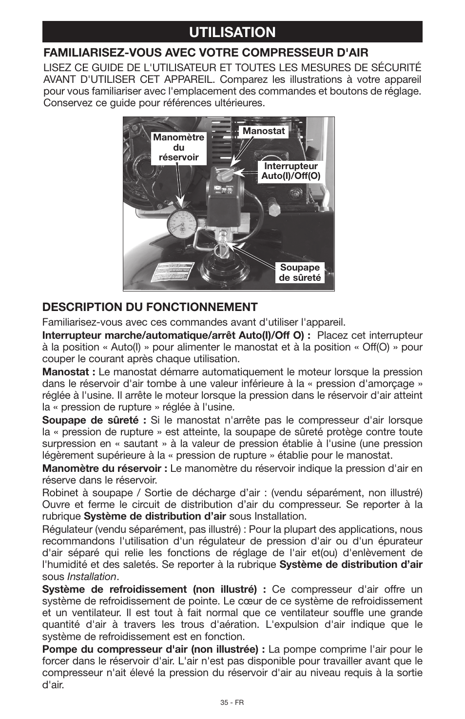 Utilisation | Porter-Cable N028591 User Manual | Page 35 / 80