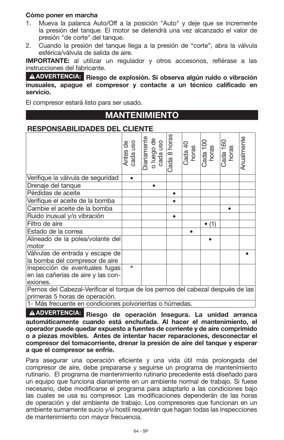 Mantenimiento | Porter-Cable N028591 User Manual | Page 64 / 80