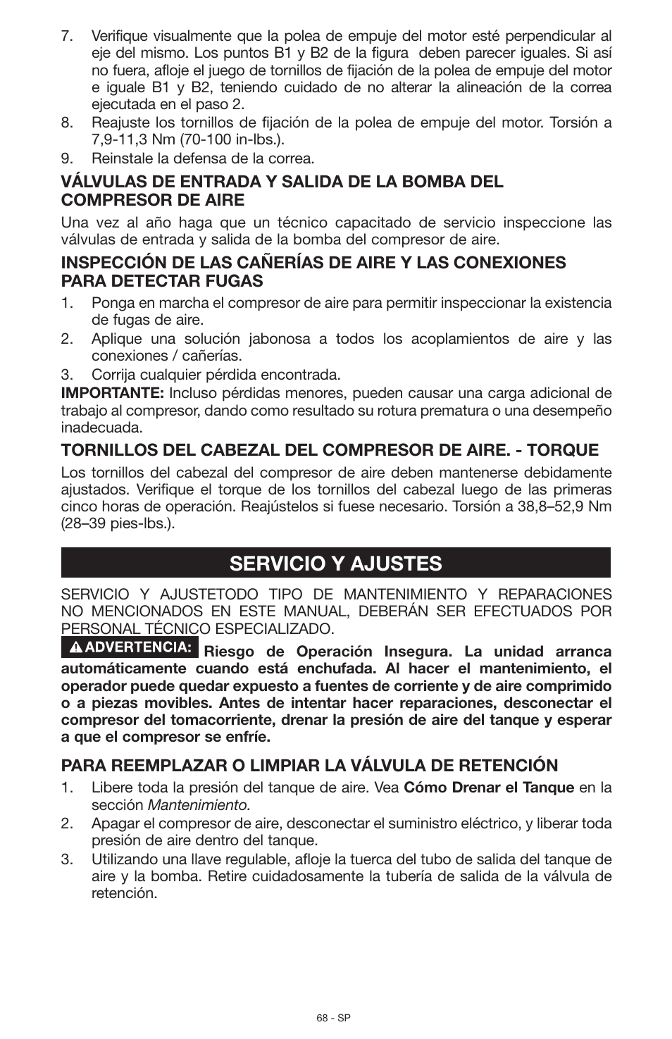 Servicio y ajustes | Porter-Cable N028591 User Manual | Page 68 / 80