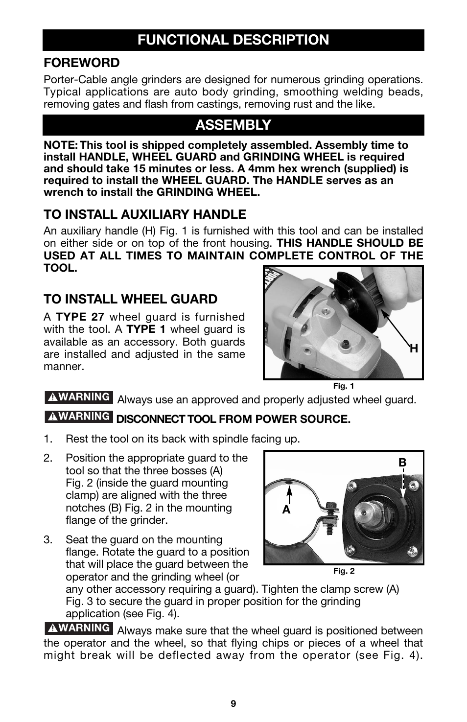 Functional description, Assembly | Porter-Cable 7430 User Manual | Page 9 / 15