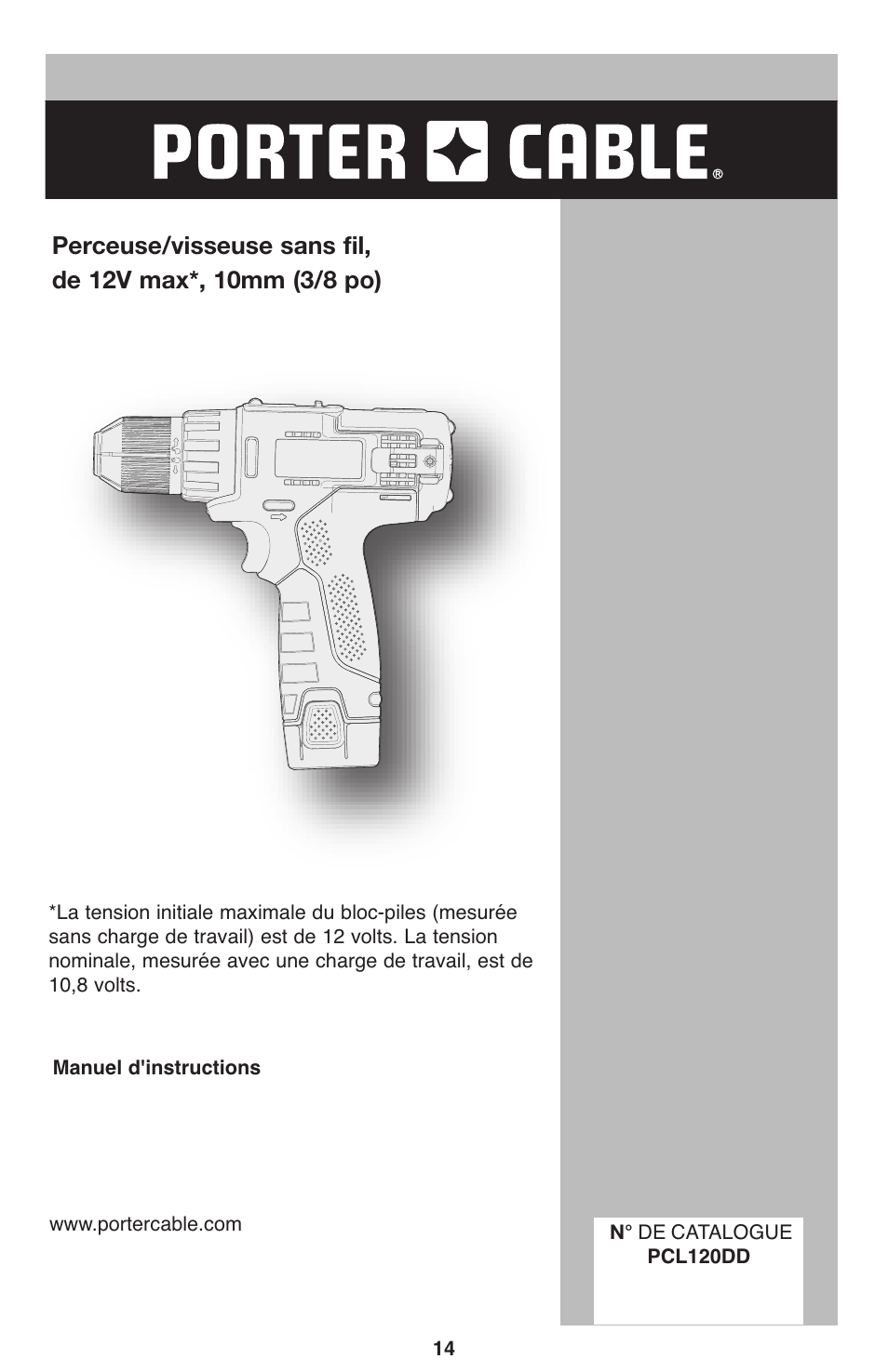 Porter-Cable PCL120DD User Manual | Page 14 / 44