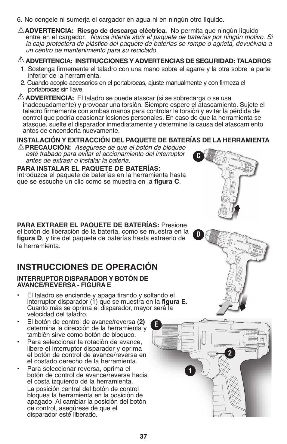 Instrucciones de operación | Porter-Cable PCL120DD User Manual | Page 37 / 44