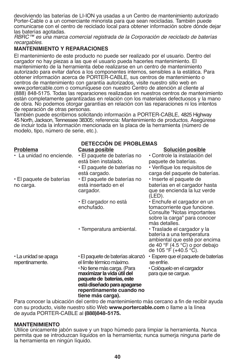 Porter-Cable PCL120DD User Manual | Page 40 / 44