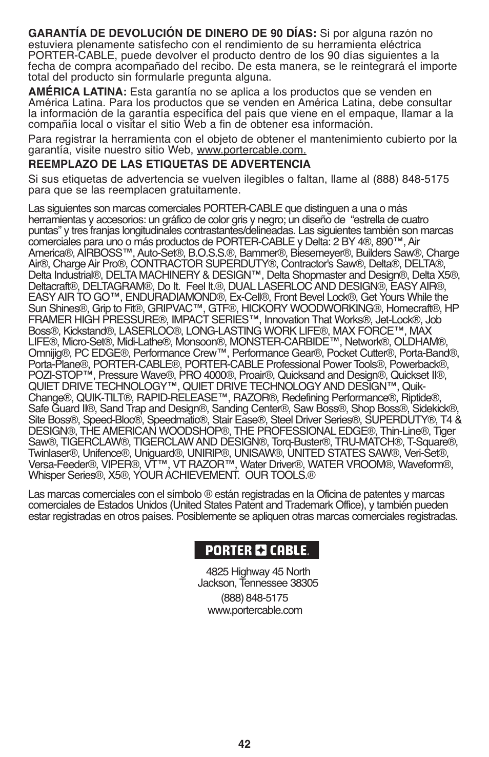 Porter-Cable PCL120DD User Manual | Page 42 / 44