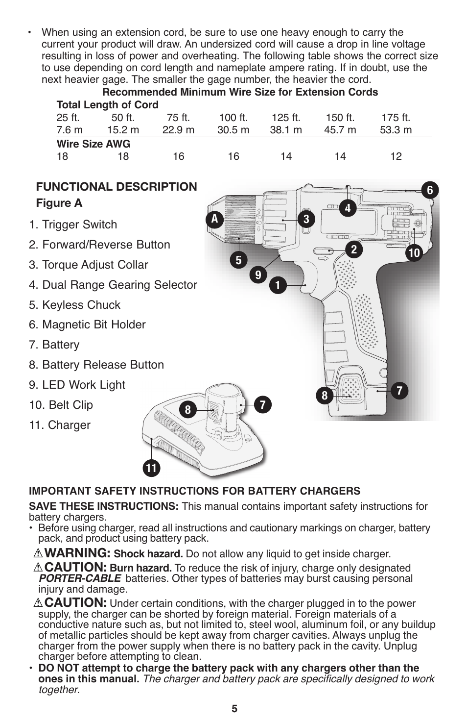 Warning, Caution | Porter-Cable PCL120DD User Manual | Page 5 / 44