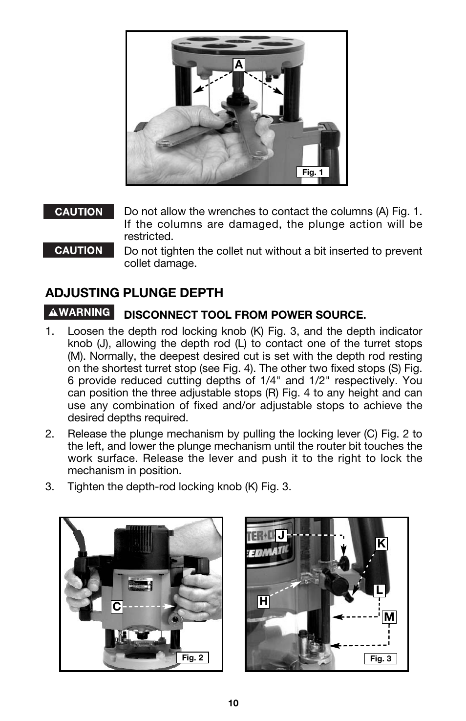 Adjusting plunge depth | Porter-Cable 7538 User Manual | Page 10 / 19