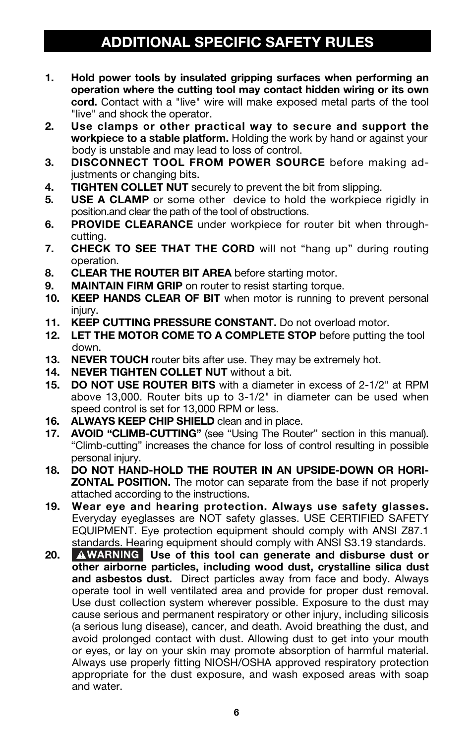 Additional specific safety rules | Porter-Cable 7538 User Manual | Page 6 / 19