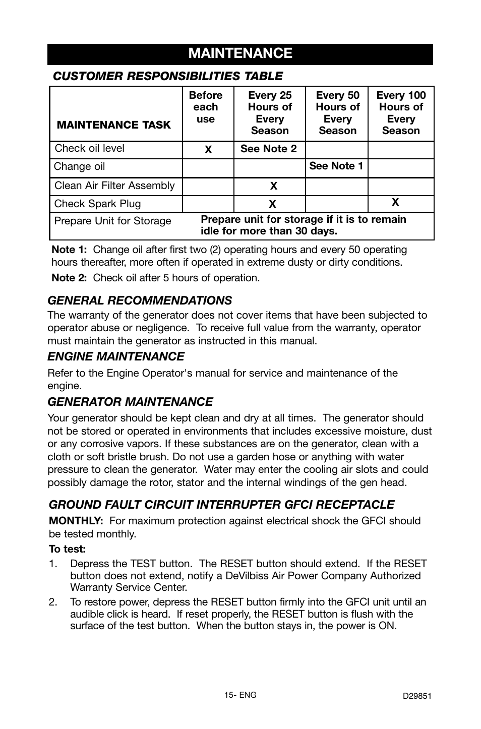 Maintenance | Porter-Cable D29851-038-0 User Manual | Page 15 / 22