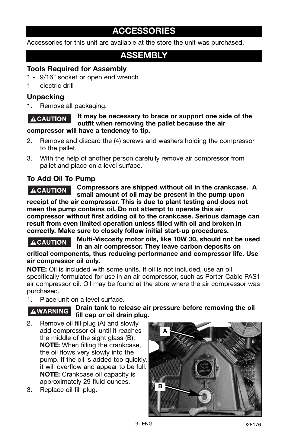 Accessories, Assembly | Porter-Cable C7510 User Manual | Page 9 / 28