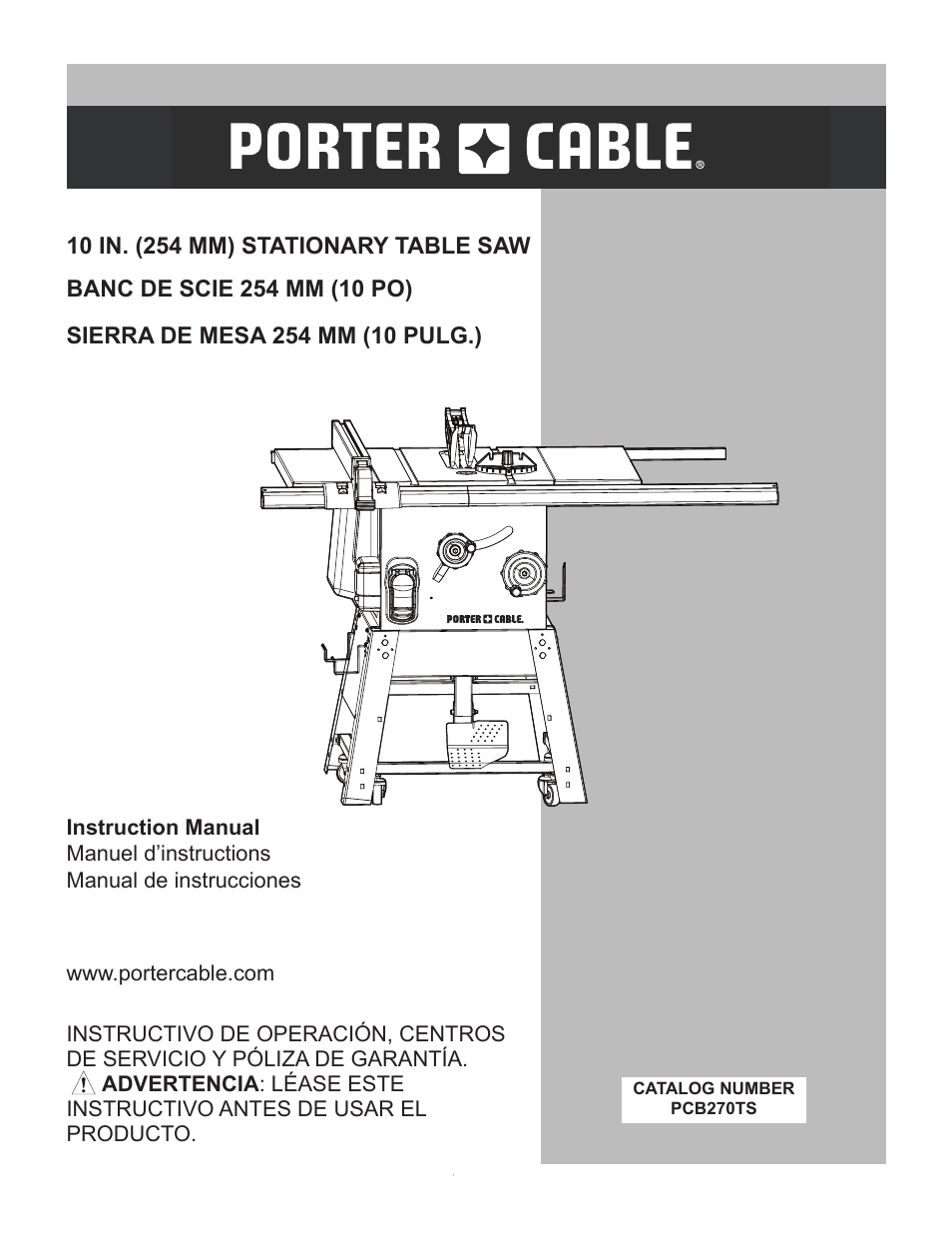 Porter-Cable PCB270TS User Manual | 38 pages