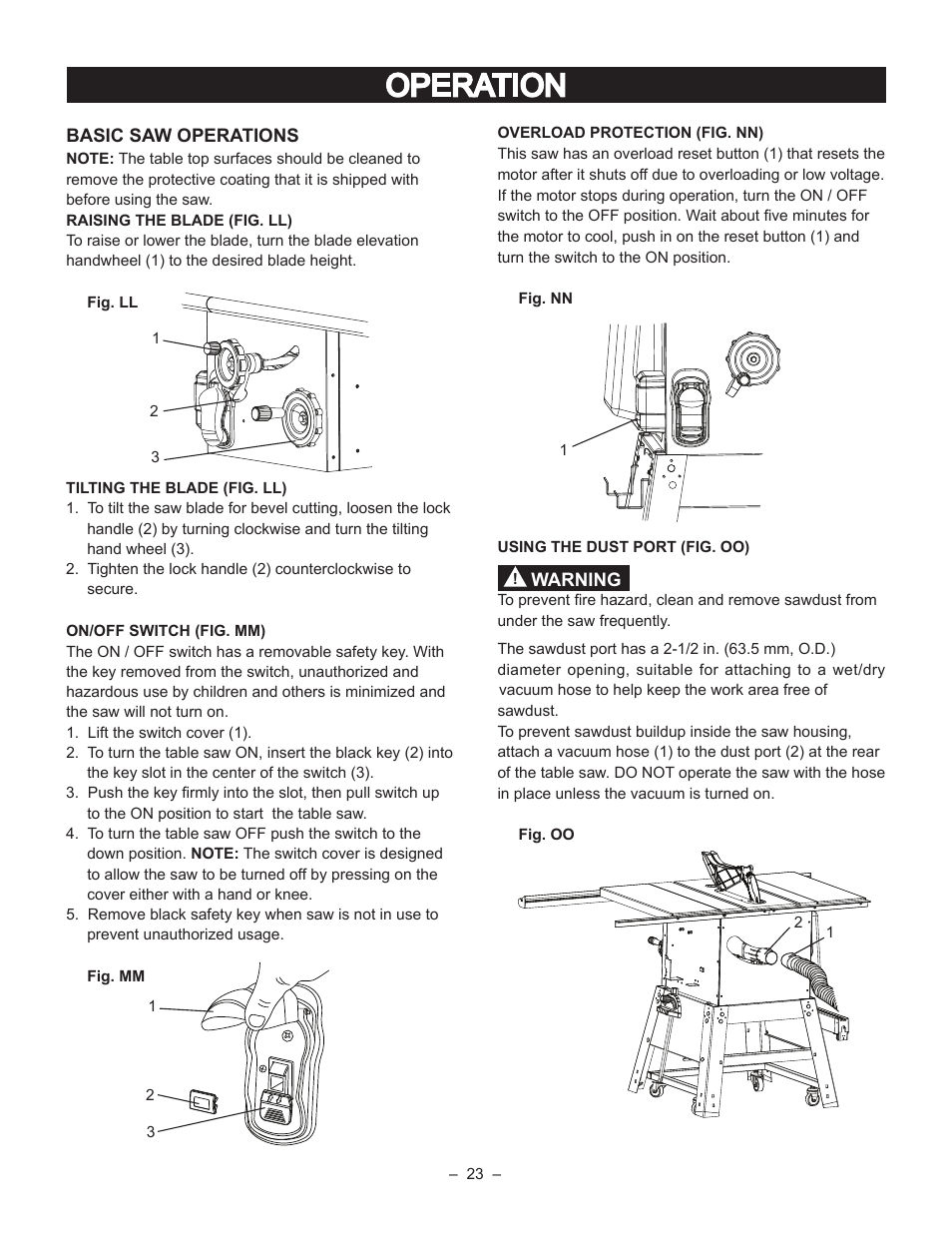 Operation | Porter-Cable PCB270TS User Manual | Page 23 / 38