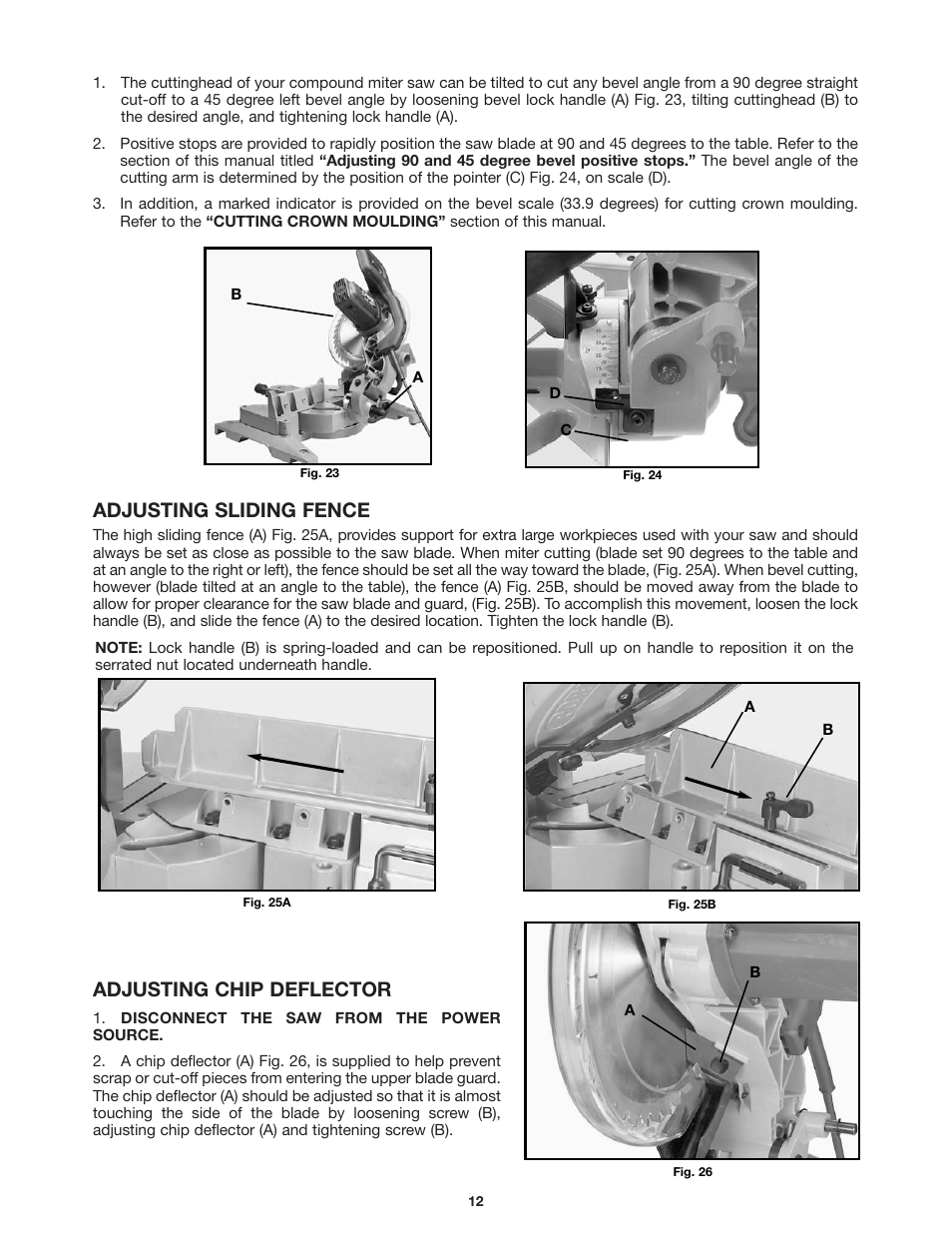 Adjusting sliding fence, Adjusting chip deflector | Porter-Cable 3802 User Manual | Page 12 / 21