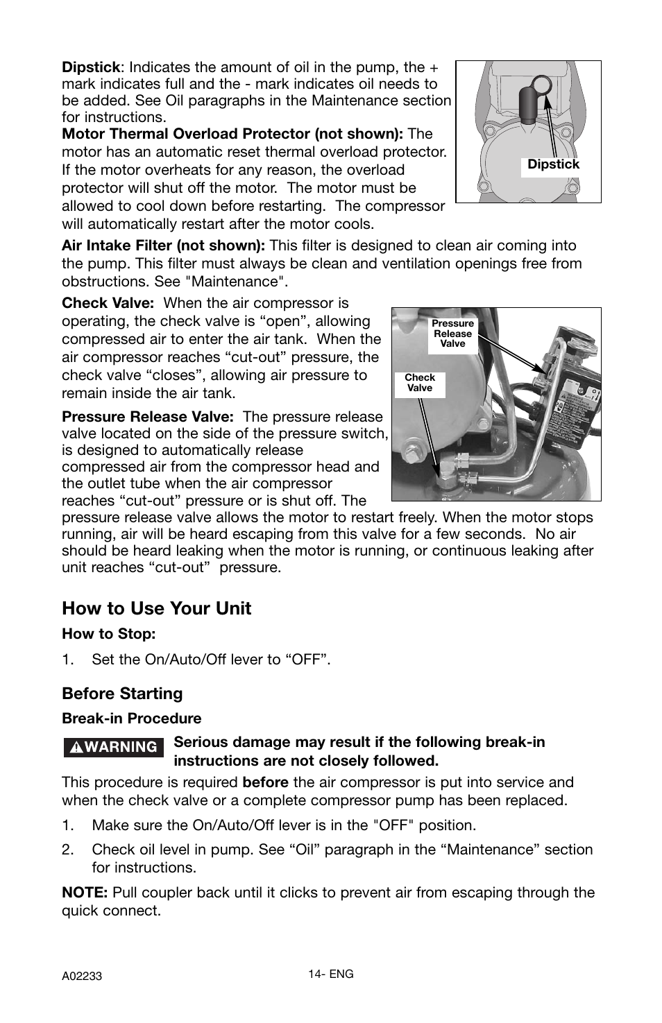 How to use your unit, Before starting | Porter-Cable C2550 User Manual | Page 14 / 26